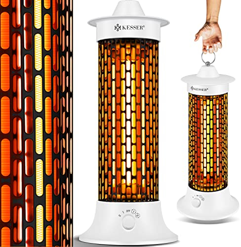 KESSER® Riscaldatore a infrarossi, 1200 W, riscaldamento a risparmio energetico, per interni con oscillazione a 360°, riscaldatore a infrarossi, riscaldamento elettrico IP55, colore bianco