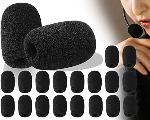 ZoeTekway 18 Stück Schwarz Popschutz Kopfhörer Mikrofon Schaumstoff Spuckschutz Windschutzscheibe für Bühnenperformance Treffen