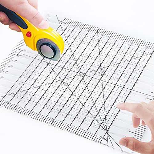 Encuryna 5 In 1 Square Up Schlitz-Quiltlineal, Patchwork Lineal, Multifunktionales Patchwork-Quilt-Acryl-Lineal Zum Schneiden Von Stoff, Basteln Von Patchwork, Heimwerker-Nähzubehör (6 inch)