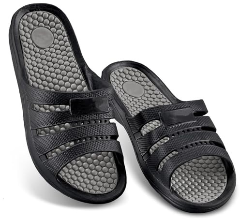 Easylife Comfort Waterproof Sliders Grey (Size 44) Massaging Slide Sandals to Improve Blood Circulation, Comfy Slider Sandals For Men, Lightweight, Non-Slip Mens Slides - Fully Guaranteed