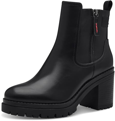 s.Oliver Damen Stiefeletten mit Absatz mit Reißverschluss Vegan, Schwarz (Black), 42 EU