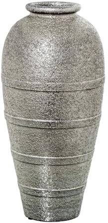 Vaso da pavimento in ceramica in argento 26x26x60 cm