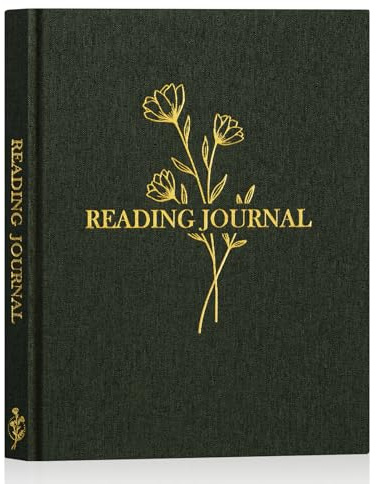 Lanpn läsjournal bokdagbok för bokälskare läsare – linne inbunden läsning loggbok med 52 bokrecensioner – bokspårare journal läsning anteckningsbok bokgåvor, 23,6 x 19,6 cm, 158 sidor (grön)