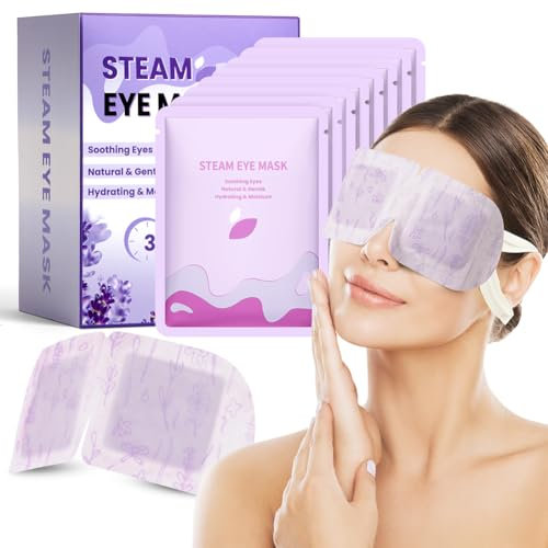 Flintronic Lavanda Maschera Occhi Vapore, 12 Pezzi Maschera Occhi Calda, Tecnologia di Autoriscaldamento, per Affaticamento Dell'Occhio, Occhiaie, Emicrania, Relax per L'Occhio