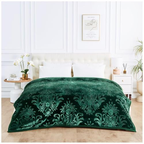 GC GAVENO CAVAILIA 4kg Heavy Weighted Blanket King Size - 2Ply Fleece Blanket - Warm, Thick Bed Throws Heavy Blanket - Stress-Anxiety Relief, Deep Sleep Blankets for Bed (200x240 cm) - Dark Green