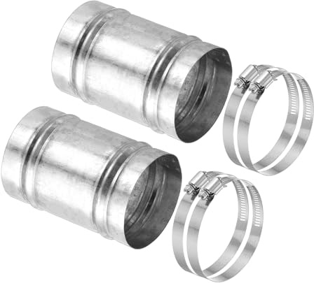 PATIKIL 70 mm/2,7 tum ventilationsrörkontakter, set om 2 galvaniserat stål, ventilationsrörkoppling, ventilationsslang, förlängningsbindemedel med ventilationsklämmor, 4 tum lång