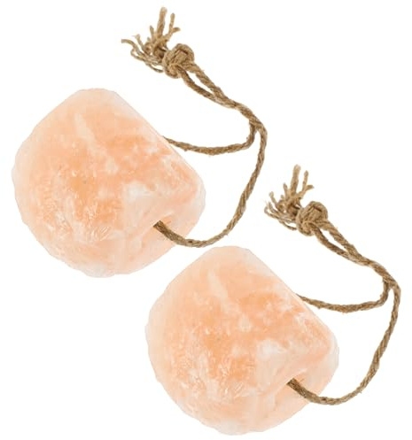 HAF® Lot de 2 pierres à lécher de sel de 2 à 3 kg avec cordon pour chevaux, bovins, gibiers et moutons | Pierre à lécher en 100 % sel cristal de roche | Pierre minérale du Pakistan | Taille : 2-3 kg |