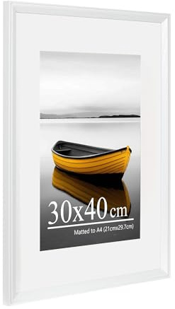 Baoee white Picture Frame 30×40cm with A4 Mount,photo frame with acrylic glass, 30×40cm Frame,Poster Frame, certificate frame,Wall Mountable