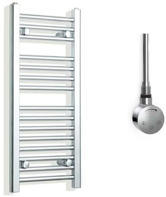 Companyblue 300mm Wide Chrome Electric Heated Towel Rail Radiator Flat Ladder for Stylish Bathroom (800mm High)