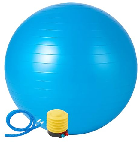 JF HOME BLISS Anti-Burst Exercise & Yoga Ball 65cm — Extra-Thick Heavy-Duty Stability Ball for Pregnancy & Maternity, Office-Chair & Gym Use, Includes Quick Pump (Blue)