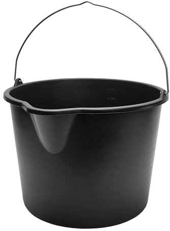 Garronda Pack de 5 Cubos de Obra 20 L con Asa Metálica – Cubo Plástico Redondo y Resistente de Material Reciclado con Pico Vertedor, Ideal para Uso en Obras, Jardín y Hogar GD-0168 Negro