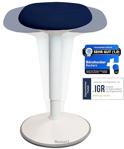 Backerz Ergonomischer Hocker - Bürohocker Testsieger mit 40-60 cm Stehhocker Höhenverstellbar mit Schwingeffekt - Büro Stehstuhl - Rutschfester Sitzhocker Ergonomisch - Wackelhocker Büro - Blau