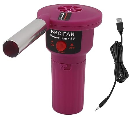 NBVGHPSRW Bärbar 5 V elektrisk grillfläkt, bärbar grillfläkt, USB-uppladdningsbar grilltändare med aluminiumrör för utomhuscamping, vandring, picknick och