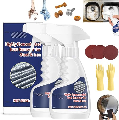 Dissolvant de Rouille Haute Performance pour MéTal, Produit Anti-Rouille Puissant, Acier Inoxydable et Fer, Spray Dissolvant de Rouille à Action Rapide, Highly Concentrated Steel Rust Remover (2 PCS)