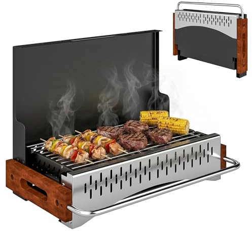 Outsunny Barbacoa de Carbón Plegable, Portátil, 50,5x34x33 cm Negro