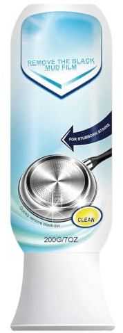 Nettoyant pour casseroles, pâte détachante noire pour fond de casserole robuste, nettoyant pour poêles de cuisine avec revêtement protecteur, pâte blanche, 200 g