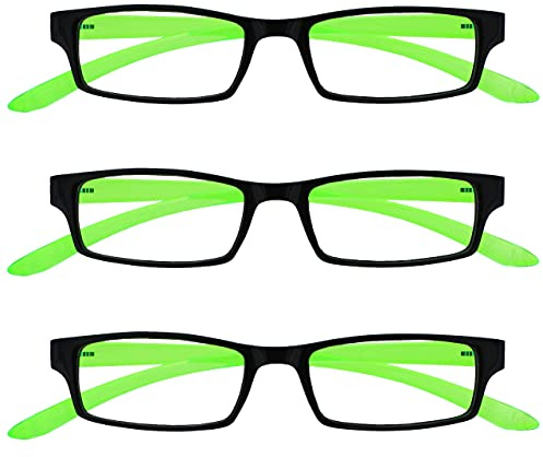 OPULIZE Nero Verde Brillante Collo Occhiali Da Lettura Valore 3 Pacco Donna Uomo Uvr3Pk021 +2,50-88 Gr