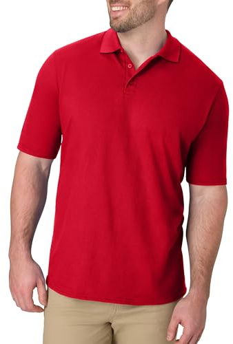 Hanes Men's Short Sleeve X-Temp W/ FreshIQ Polo, Deep Red, Large