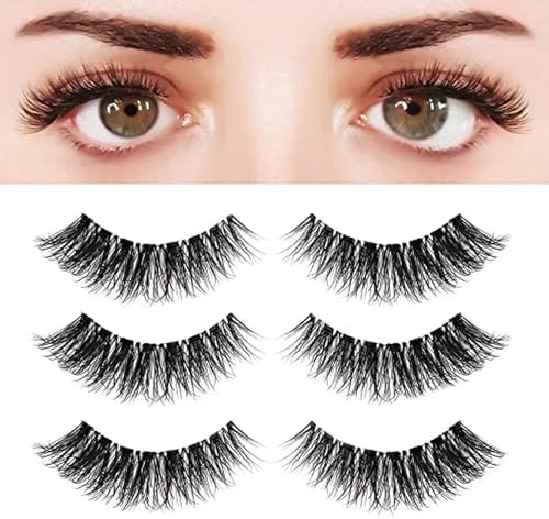 Eyelashes Natural Look False Lashes - Bepholan Fake Eyelashes 5D Super Fluffy False Eyelashes Clear Band Wispy Lashes 3-Pack Faux Mink Lashes(XMZ92)