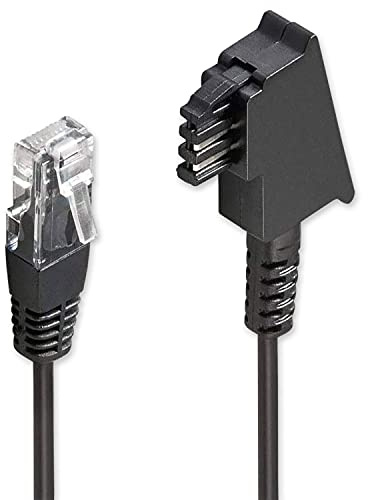 PerfectHD TAE Kabel | 6 m | TAE-F-kontakt till RJ45 kontakt | anslutningskabel telefonkabel | DSL ADSL VDSL | Router modem fritzbox telefon | svart | Längd: 6 meter