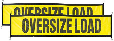 Mytee Products (2 Pack) 18x84 Oversize Load Sign for Trucks w/Bungee Cord & Hook - Stretch Cord Mesh Oversize Load Banner for Escort Vehicles, Car, Flatbed Trailer - Safety Warning Signs
