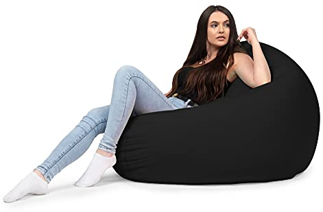 chilly pilley Fauteuil Pouf Coussin De Sol avec Remplissage Eps Pouf Géant Pouf Intérieur Et Extérieur Imperméable Multifonctionnel pour Enfants Et Adultes Nombreuses Couleurs (Noir, Ø 125 cm)