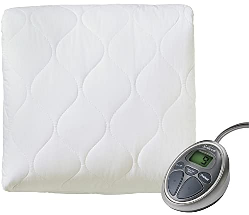 Sunbeam Deluxe Queen Water Resistant Electric Heated Mattress Pad 100% Cotton 20 Heat Settings 2 Digital Controls with Dual Zones, 60x 80- Queen