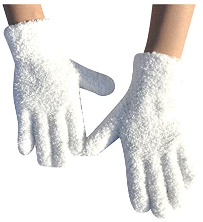 JOYISURE Handschuhe Damen Winter Thermo Plüschhandschuhen Dicker Strickhandschuhe Kaschmir Warme Winterhandschuhe Elastisch Atmungsaktiv Skihandschuhe Ski Handschuhe für Fahrrad Laufen Ski(Weiß)