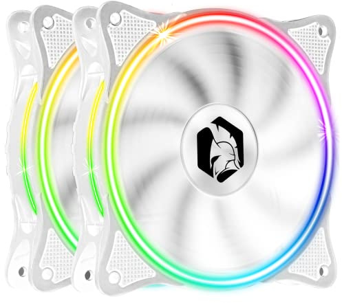 EMPIRE GAMING - Ventilador de Caja PC Gamer 2x120 MM - Flujo de aire elevado - RGB Direccionable LED PWM 3 Pines 5 V - Dual Loop – Silencioso – Refrigeración 12 CM - Blanco