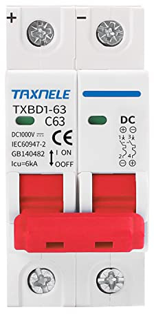 Miniatyrbrytare DC MCB 2P DC 1000V minibrytare solbrytare batteribrytare kortslutningsskydd avstängningsbrytare isolator för solcellssystem (20A)