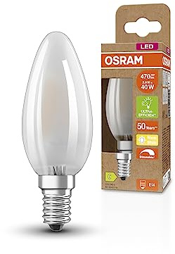 OSRAM Lampada LED SUPERSTAR+ CLASSIC B GLFR 40, E14, candela, 2.9W, 470lm, 2700K, luce bianca calda, dimmerabile, filamento LED, basso consumo energetico, classe di efficienza energetica B