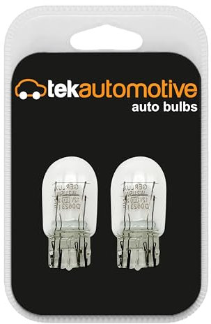 Tek Automotive 580 W21/5W Car Bulb, Brake Light Bulb, Daytime Running Lights for Cars, Stop & Tail Light Bulb 380W 12V 21/5W W3x16Q Capless - Twin Pack