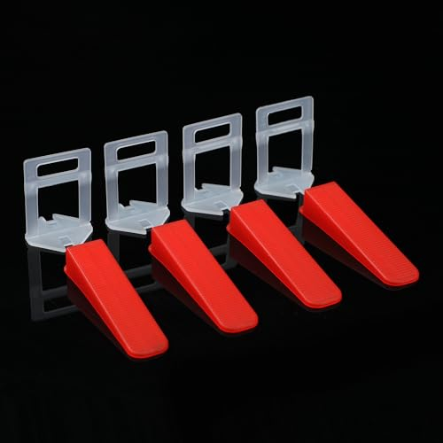 TOPWAY 400 Pièces Système de Nivellement de Carrelage 1,5mm, 300 x Clips Niveleurs Entretoises Hauteur 30mm + 100 x Cales Réutilisables, pour Sols Céramique Installation