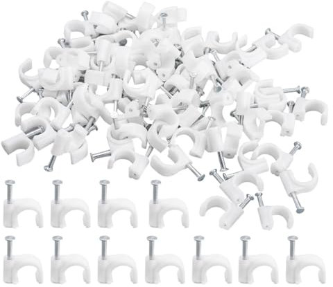 QEDBOJE 100 Stück Kabelschelle Kabelhalterung zur Kabel Befestigung Kabelklemme mit Nagel für Wand, Türrahmen, Ecken und Aufputz