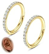 Morfetto Pendientes de Helix de Joyería Piercing Nariz Tragus Conch Aro Con Acero Quirúrgico Anillo Nasal Tabique Daith Rook Joyería Piercing Tragus HelixDorado-16G-8MM