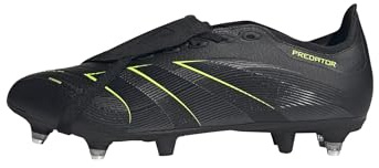 adidas Unisex Predator League Fold-Over Tongue Soft Ground Football Boots, Core Black/Carbon/Lucid Lemon, 7 UK