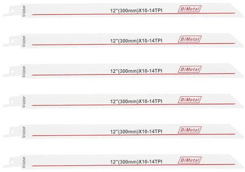 SG Store 6X Hojas de Sierra de Sable Alternativa Bimetálicas S1222VF de 300 Mm Compatibles con Bosch Y Compatibles con Dewalt para Madera Y Metal