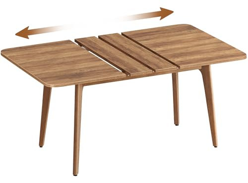VASAGLE Esstisch, Esszimmertisch, Küchentisch, ausziehbare Tischplatte, 120 kg belastbar, für Esszimmer, Büro, Arbeitszimmer, Schlichtes Design, honigbraun KDT090K01