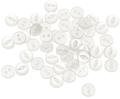 QUARKZMAN 50Pcs 14L Blanc Boutons de Couture Ronds 9mm 11/32 en Résine 2 Trous Bouton de Remplacement Yeux de Poisson pour Artisanat Pantalon Robe Jupe Vêtements Boutons de Fixation
