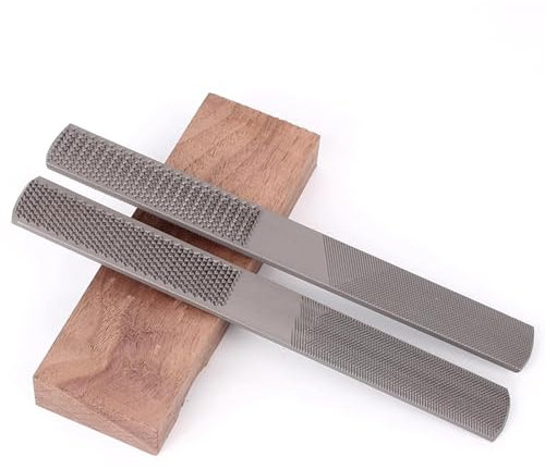 VINSPIRE Escofina plana media redonda 4 en 1, escofina de mano de acero al carbono para dar forma a madera, cuero, plástico y metal (200 mm)