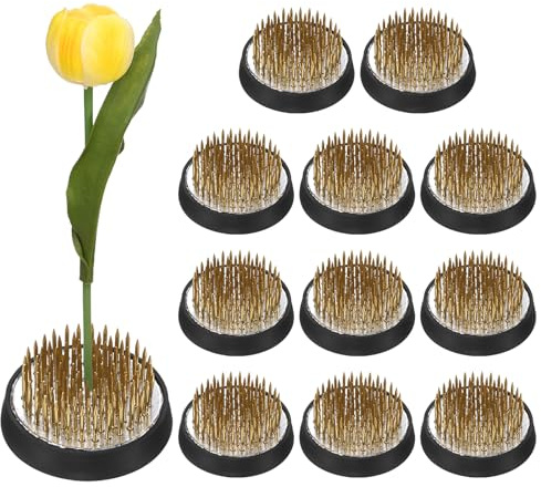 M METERXITY 12-Pack Flower Frog 1.57 Round Copper Floral Arranger Pins Ikebana Holder W Rubber Base for Flower Arrangements/Craft Plant/Home Decor, Floral Kenzan Fixed Tool [1.1cm Pins]