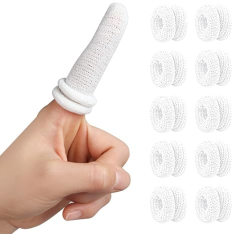 15 PCS White Finger Bandage,Elastic Finger Cots,Breathable Cotton Finger Protectors for Kitchen Sculpture Garden Working