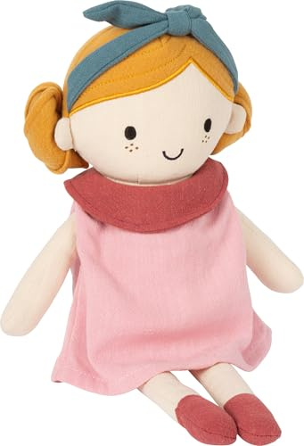 small foot Bambola di stoffa Lina, bambola da coccolare alta 39 cm, con vestito rosa e cerchietto, per bebè e bambini piccoli, 12778