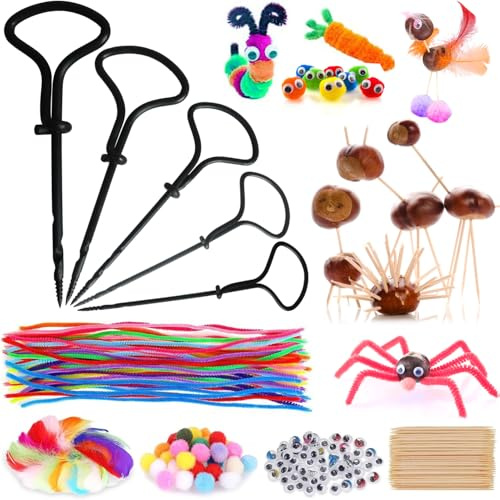 Banlilu 295Pcs Chestnut Drill Bit Set,Chestnut Craft Set with Chestnut Holder,Craft DIY Accessories for Autumn/Thanksgiving Decorations