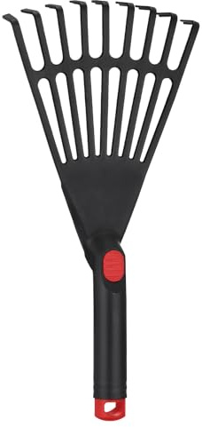 MAGICLULU Rastrello da Giardinaggio in Plastica con Manico Corto, Rastrello per Foglie Piccolo per Aiuole e Prato, Attrezzo Leggero per Giardinaggio Esterno con Impugnatura Ergonomica