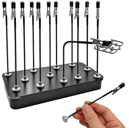 Model Painting Stand Holder 12 Magnetic Clips Miniature Handle Set