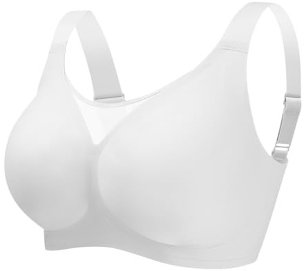 duaicnvow Dam Bygelfri Bralette Jelly BH Sömlösa BH:ar Med Grundläggande BH, Dam Bas-BH Jelly BH Push Up Mjuk Bralette, Vit, 5XL