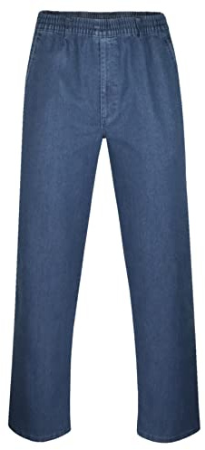 T-MODE Herren Jeans Stretch Schlupfhose Schlupfjeans ohne Cargo-Taschen-Blue-L