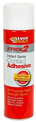 Everbuild Stick 2 Spray Contact Adhesive 500ml Wood Concrete Metal Plastic Glue