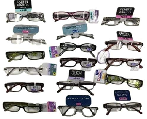 Foster Grant Reading Glasses -10 Pairs Assorted Bulk Magnivision, EZ Readers, Spare Pair, Essentials and other FGX brand READING GLASSES Assorted Strengths And Styles 1.25 - 3.25